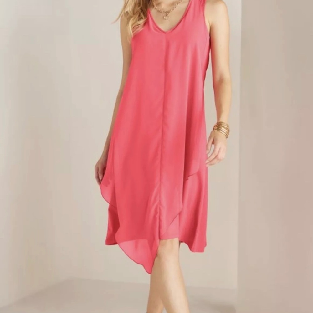 soft surroundings petite Amalfi Midi Dress Size PL Lipstick‎ Pink
